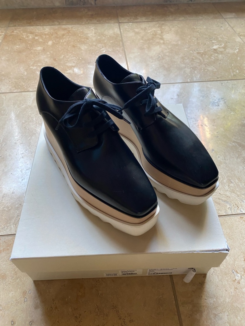 Stella McCartney Black Platform Shoes Sneakers White & Tan Scarpa size 39